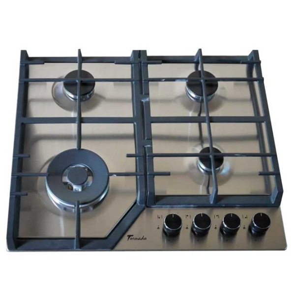 Plită încorporabilă pe gaz Tornado TRCB-1460 Inox Inox, Gratare: Fontă photo 3