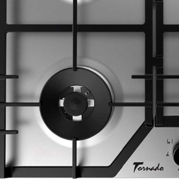 Plită încorporabilă pe gaz Tornado TRCB-1460 Inox Inox, Gratare: Fontă photo 4