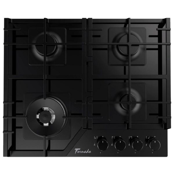Plită încorporabilă pe gaz Tornado TRCB-1460 Black Inox, Gratare: Fontă photo 1