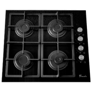 Plită încorporabilă pe gaz Tornado BRD-60 4G GL Black Sticlă călită, Gratare: Fontă