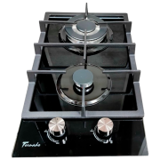 Plită încorporabilă pe gaz Tornado HZT 3032 BL Black Sticlă călită, Gratare: Fontă