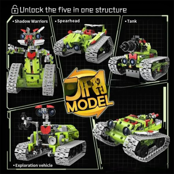 Constructor cu telecomandă KeeYee Robot - Tank Green Numărul de piese 705, 12+ photo 3