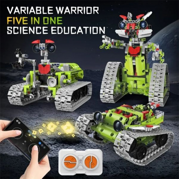 Constructor cu telecomandă KeeYee Robot - Tank Green Numărul de piese 705, 12+ photo 4