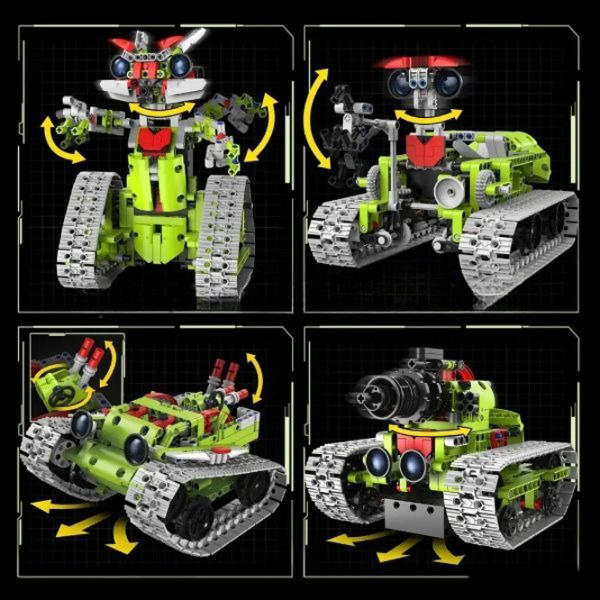Constructor cu telecomandă KeeYee Robot - Tank Green Numărul de piese 705, 12+ photo 5