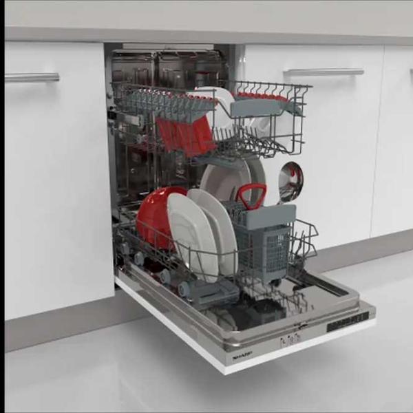 Mașină de spălat vase SHARP QWNS12I49EXEU Inox 10 seturi, E photo 2