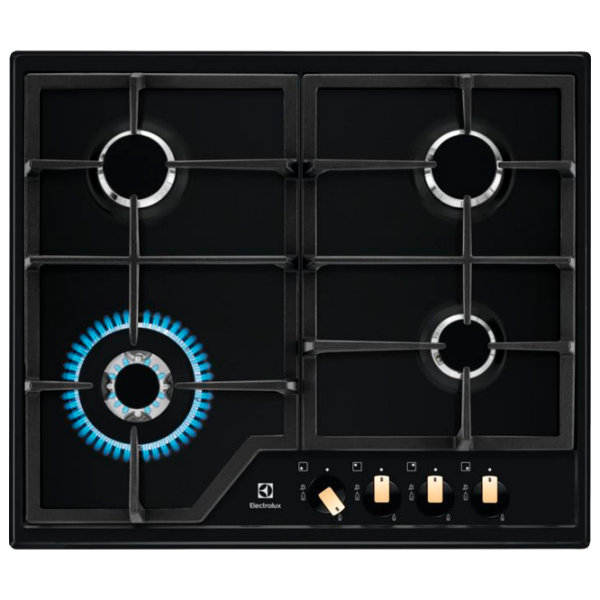 Plită încorporabilă pe gaz Electrolux KGS6436RK Black Oțel emailat, Gratare: Fontă photo 1