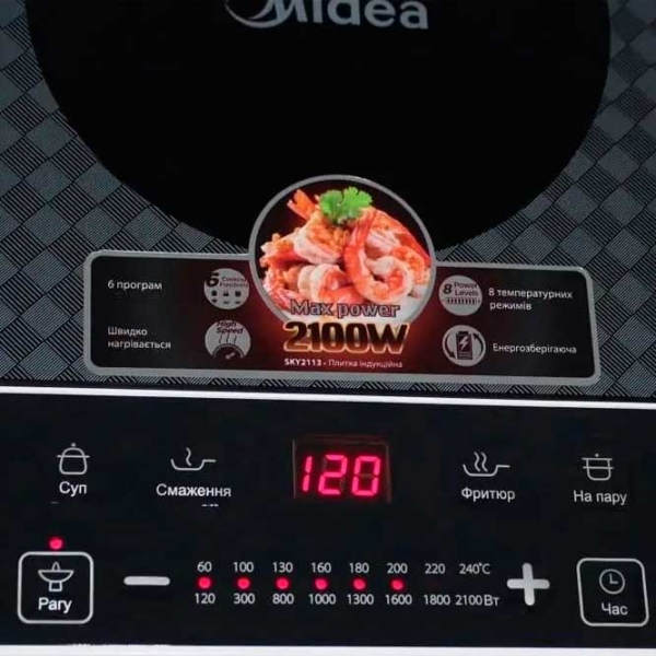 Plită încorporabilă cu inducție Midea SKY2113 Black Vitroceramică, 2100 W photo 3
