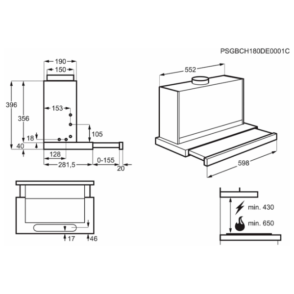 Hotă Electrolux LFP416X Inox 60 cm, Recirculare, 440 m³/h photo 3
