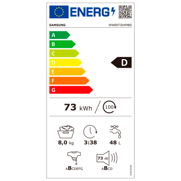 Mașină de spălat Samsung WW80T304MBS/LE Silver 8 kg, 1400 rpm, D photo 6