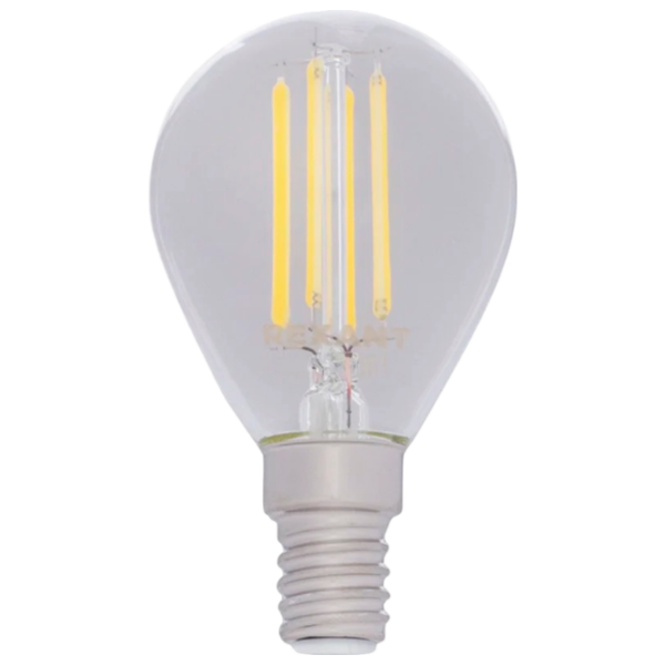 Лампочка светодиодная филаментная Rexant GL45 604-130 E14 | 9.5 Вт | White photo 1