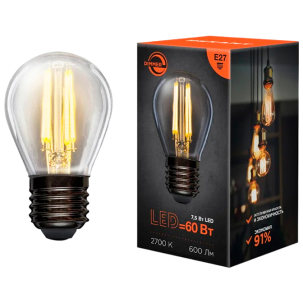 Bec LED cu filament Rexant GL45 604-127 E27 | 7.5 W | White photo 3