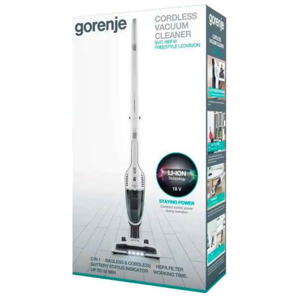 Aspirator vertical Gorenje SVC180FW White 24 W | Uscată | Container | 0.6 l photo 9