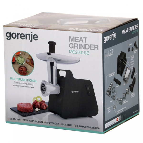 Mașină de tocat carne Gorenje MG2001SB Black 300 W/2000 W, 2.6 kg/min photo 4
