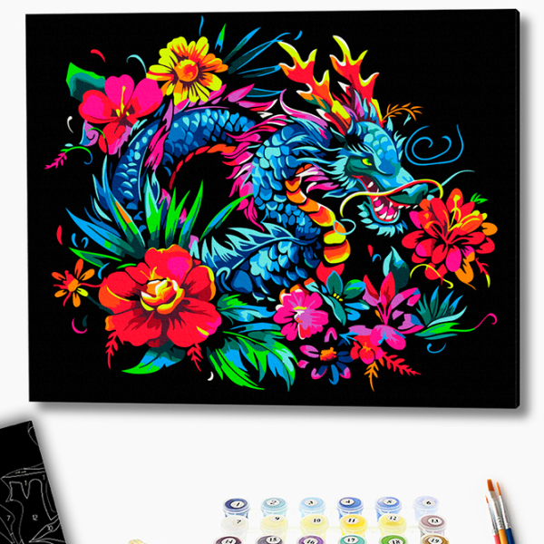 Картина по номерам BrushMe Расцветающий дракон BSB0027FC 50 x 40 см, Ткань photo 2