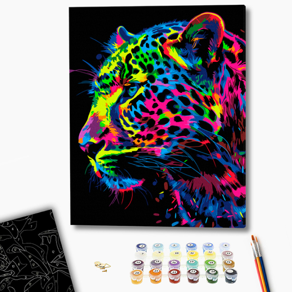Картина по номерам BrushMe Цветной леопард BSB0019FC 50 x 40 см, Ткань photo 2
