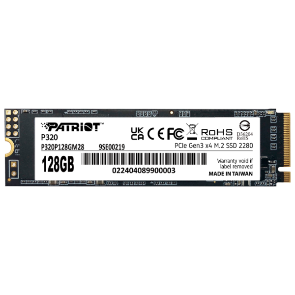 SSD Patriot P320 M.2 NVMe 128 ГБ Скорость чтения: 1600 MБ/с,
Скорость записи: 1600 МБ/с photo 1