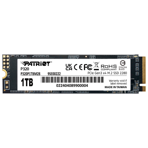 SSD Patriot P320 M.2 NVMe 1 ТБ Скорость чтения: 3000 МБ/с,
Скорость записи: 2200 МБ/с photo 1