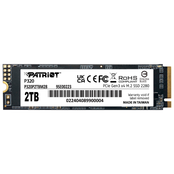 SSD Patriot P320 M.2 NVMe 2 ТБ Скорость чтения: 3000 МБ/с,
Скорость записи: 2200 МБ/с photo 1