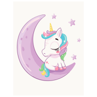 Pictură pe numere BrushMe Unicorn pe lună KBS7119FC 40 x 30 cm, Pânză