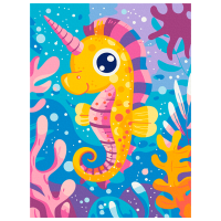 Pictură pe numere BrushMe Unicornul de mare KBS0156FC 40 x 30 cm, Pânză