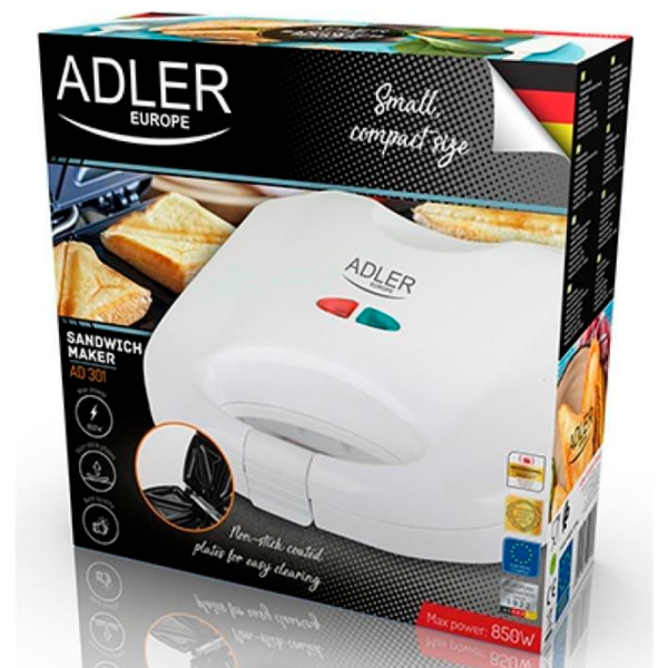 Сэндвичница Adler AD-301 Белый 850 Вт, Количество сэндвичей:  photo 6