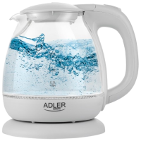 Ceainic electric Adler AD-1283 Gray 1100 W, 1l, Material interior: Sticlă