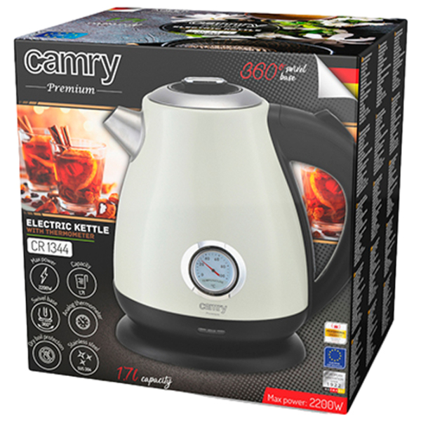 Ceainic electric Camry CR-1344 Cream 2200 W, 1.7 l, Material interior: Inox photo 6