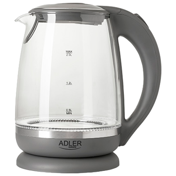 Ceainic electric Adler AD-1286 Gray 2200 W, 2 l, Material interior: Sticlă photo 1