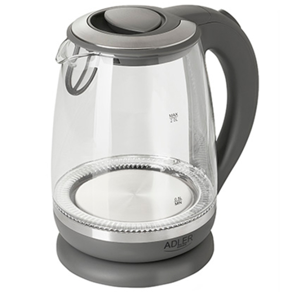 Ceainic electric Adler AD-1286 Gray 2200 W, 2 l, Material interior: Sticlă photo 3
