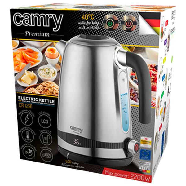 Ceainic electric Camry CR-1291 Inox 2200 W, 1.7 l, Material interior: Inox photo 8