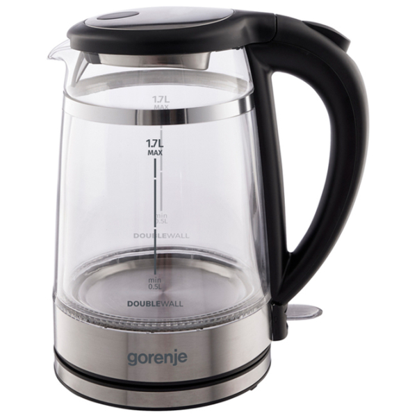 Ceainic electric Gorenje K17GDW Black 2200 W, 1.7 l, Material interior: Sticlă photo 2