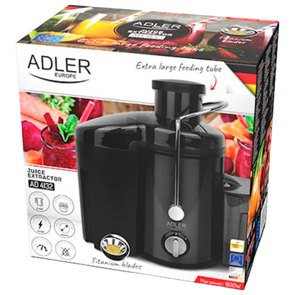 Соковыжималка Adler AD-4132 Черный 800 Вт, Центробежная, Количество скоростей: 3 photo 7