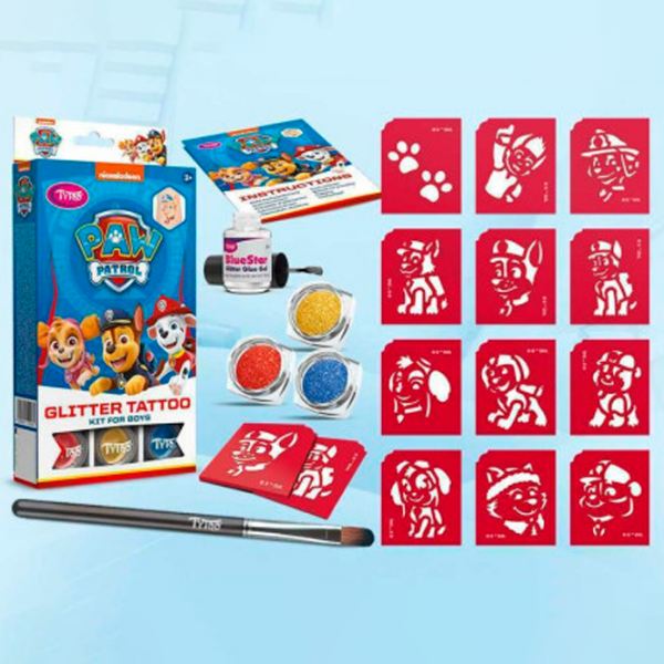 Set de creație Tytoo Glitter Tattoo Kit Paw Patrol 5999094502185 Blue Pentru băieți, 3+ photo 5