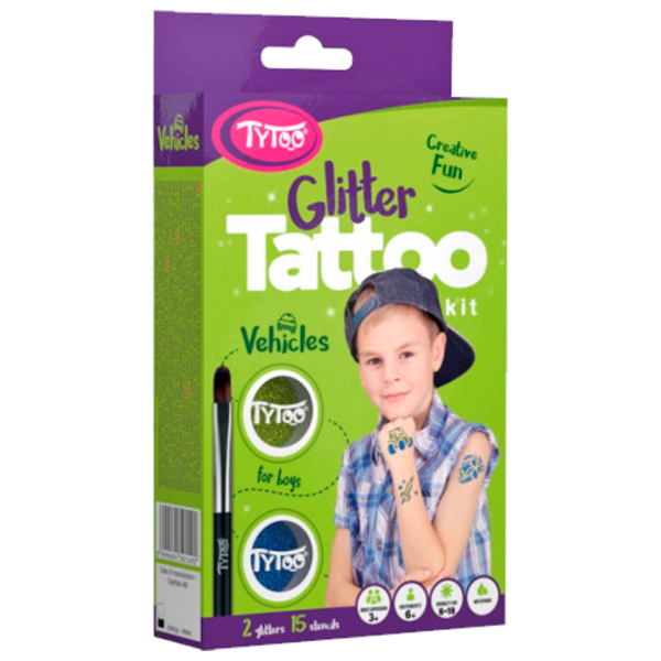 Set de creație Tytoo Glitter Tattoo Kit Vehicles 5999094501805 Multicolor Pentru băieți, 3+ photo 1