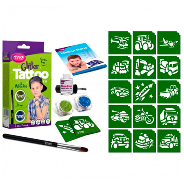 Set de creație Tytoo Glitter Tattoo Kit Vehicles 5999094501805 Multicolor Pentru băieți, 3+ photo 2