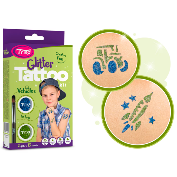 Set de creație Tytoo Glitter Tattoo Kit Vehicles 5999094501805 Multicolor Pentru băieți, 3+ photo 5