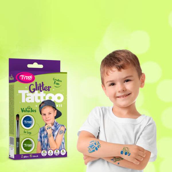 Set de creație Tytoo Glitter Tattoo Kit Vehicles 5999094501805 Multicolor Pentru băieți, 3+ photo 6
