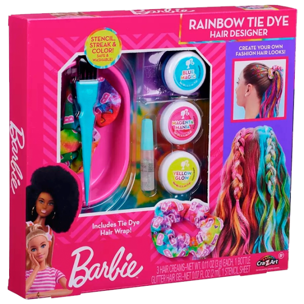 Креативный набор Cra-Z-Art Rainbow Tie-Dye Hair Designer Barbie 884920340503 Розовый Для девочек, 8+ photo 1