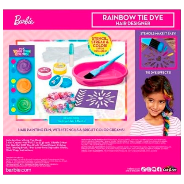 Креативный набор Cra-Z-Art Rainbow Tie-Dye Hair Designer Barbie 884920340503 Розовый Для девочек, 8+ photo 7