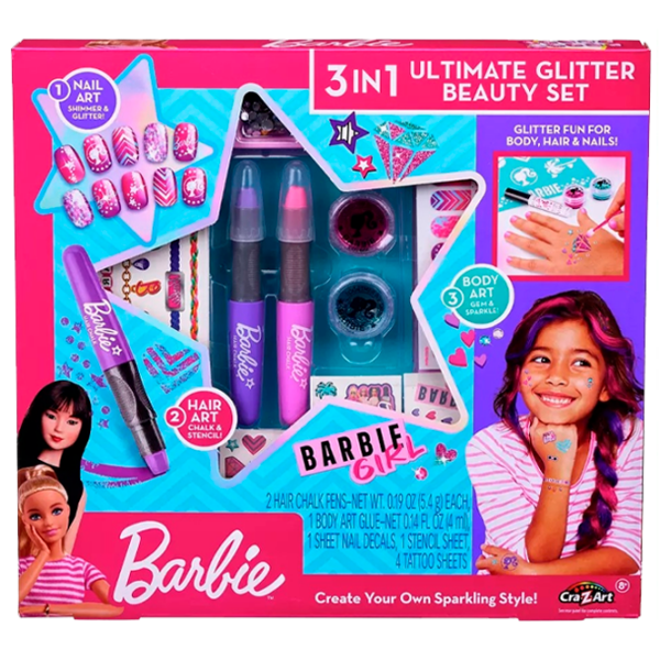 Креативный набор Cra-Z-Art Barbie Ultimate Glitter Beauty Set 3in1 884920340725 Розовый Для девочек, 8+ photo 1