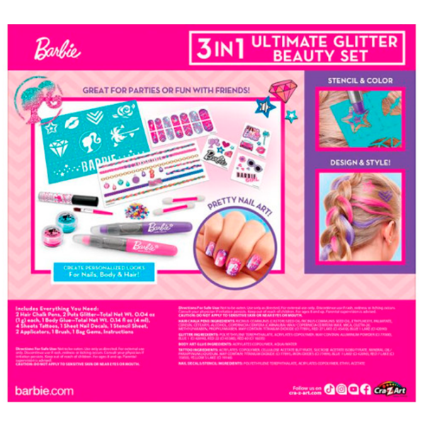 Креативный набор Cra-Z-Art Barbie Ultimate Glitter Beauty Set 3in1 884920340725 Розовый Для девочек, 8+ photo 7