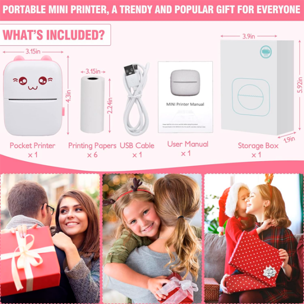 Фотопринтер Eschen Portable Mini Printer Розовый  photo 4