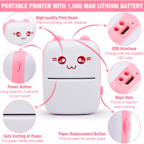 Фотопринтер Eschen Portable Mini Printer Розовый  photo 6