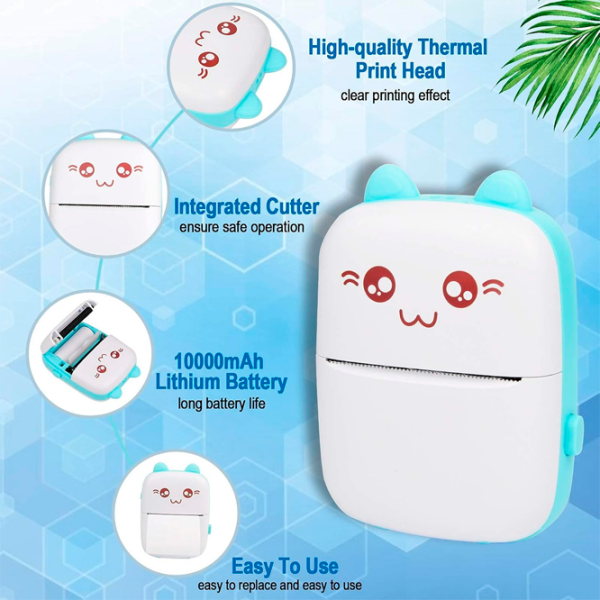 Фотопринтер Eschen Portable Mini Printer Синий  photo 6