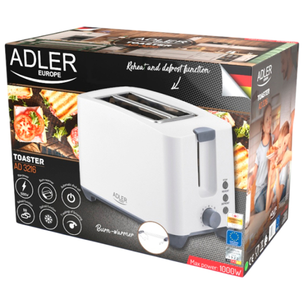 Toster Adler AD-3216 White 1000 W, Numărul de grade de prăjire: 7 photo 5