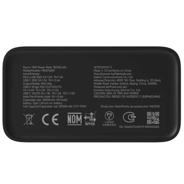 Power Bank 30000 мАч Xiaomi MI000025002 (18 Вт) Черный  photo 4