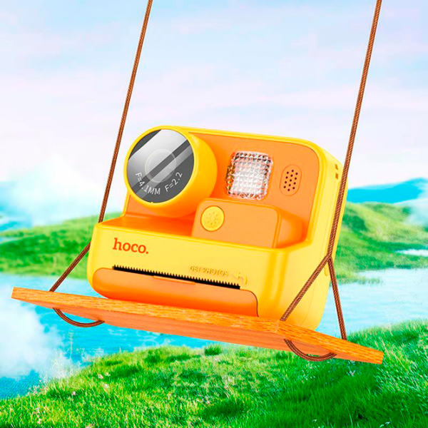 Фотоаппарат Hoco Children Printing Camera Dual Lens DV200 Желтый Для детей, 6+ photo 4
