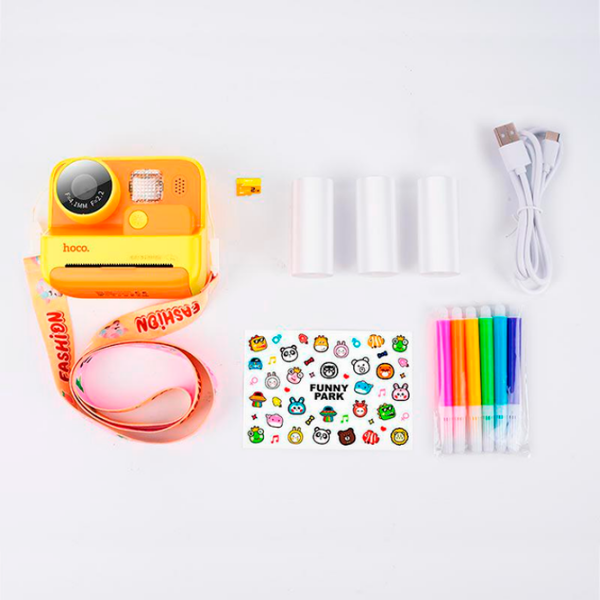 Фотоаппарат Hoco Children Printing Camera Dual Lens DV200 Желтый Для детей, 6+ photo 5