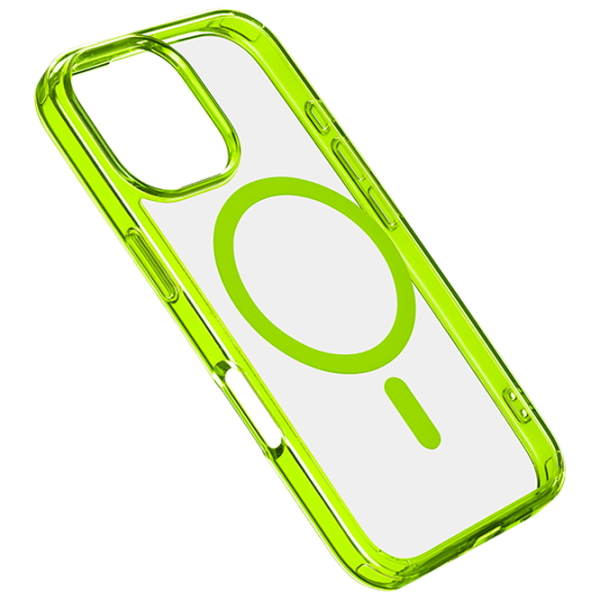 Чехол для смартфона Apple iPhone 16 Pro (Iconic Mag) Прозрачный Лаймовый Cellularline, ТПУ, MagSafe Back photo 1