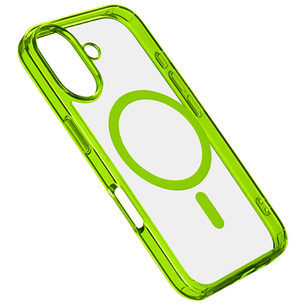 Чехол для смартфона Apple iPhone 16 (Iconic Mag) Прозрачный Лаймовый Cellularline, ТПУ, MagSafe Back photo 1